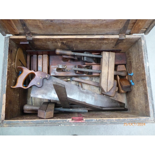 2071 - A box of bygone carpenters tools