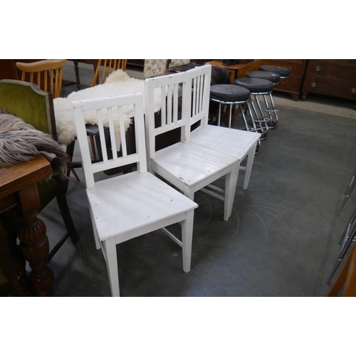 2161 - Three Edwardian white painted pine side chairs