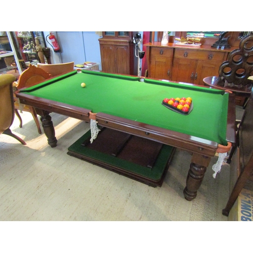 1093 - An Ascott & Ascott snooker table a/f with three section tabletop cover, triangles and a set of pool ... 