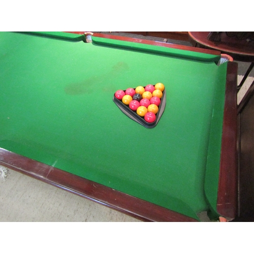 1093 - An Ascott & Ascott snooker table a/f with three section tabletop cover, triangles and a set of pool ... 