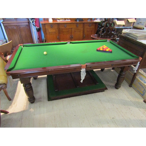 1093 - An Ascott & Ascott snooker table a/f with three section tabletop cover, triangles and a set of pool ... 