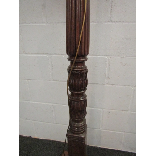 1104 - A 19th Century carved mahogany column with melon-fluted, acanthus and ring-turned decoration, conver... 