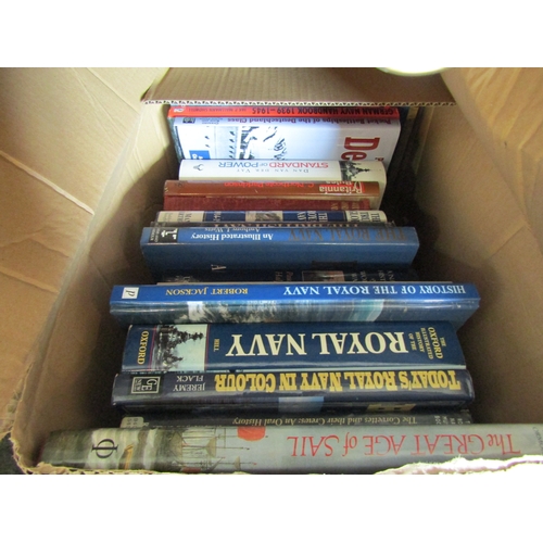 1495 - Three boxes containing an assortment of Navy related books