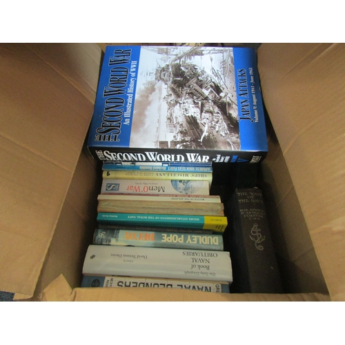 1495 - Three boxes containing an assortment of Navy related books