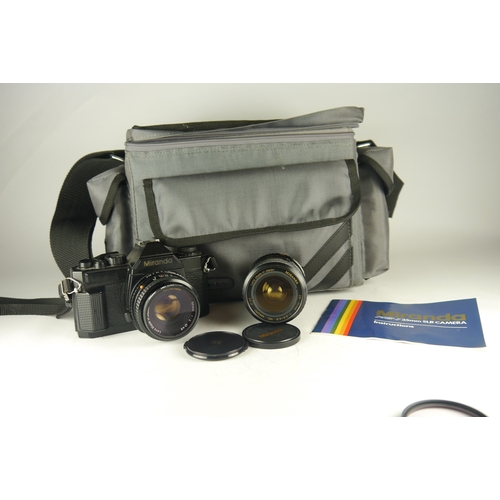 6098 - A cased Miranda MS-1 35mm SLR camera w/ two Miranda lenses 28-70mm & 50mm