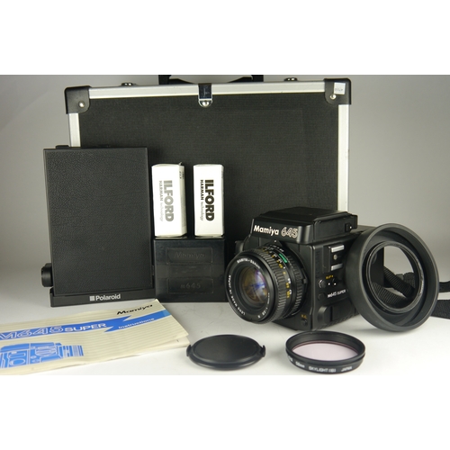 6006 - A cased Mamiya 645 Super TL Medium Format 120 film camera w/Mamiya-Sekor C 80mm f2.8 lens & Mamiya S... 