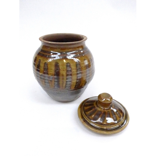 7057 - SETH CARDEW (1934-2016) A studio pottery lidded jar for Wenford Bridge Pottery with impressed potter... 