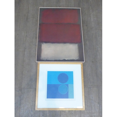 7585 - A Mark Rothko style framed abstract art print on board and a framed art print “Midnight moon” by Ala... 