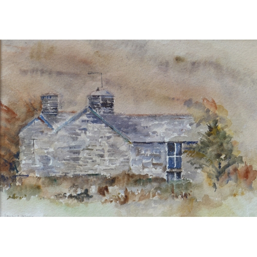 7615 - EDWARD MORRIS (XX/XXI) A framed watercolour of a cottage, signed lower left with artists label verso... 