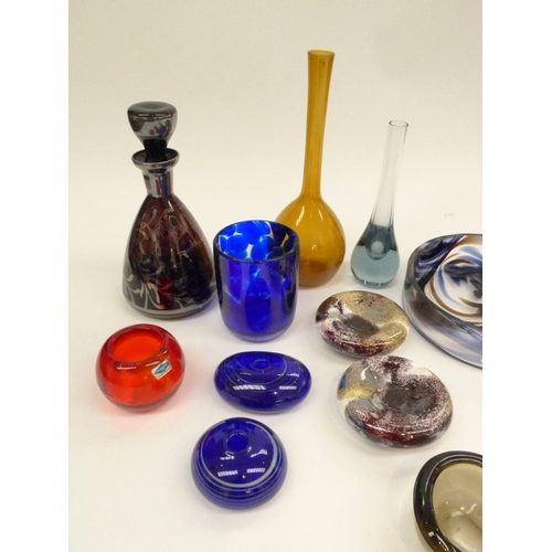 7237 - A collection of art glass including candleholders, Arthur Percy, Whitefriars stem vase , Scandinavia... 