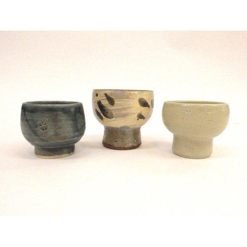 7138 - WILLIAM 'BILL' MARSHALL (1923-2007) Three studio pottery bowls, impressed potters seals to bases and... 