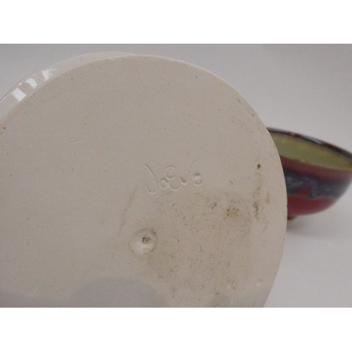 7086 - A Peter Sparrey studio pottery bowl with impressed potters seal and a white studio pottery sculpture... 