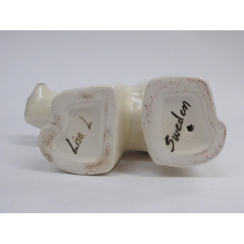 7164 - A Lisa Larson Swedish art pottery figure of a Polar Bear for Gustavsberg Pottery, signed to base, 9.... 