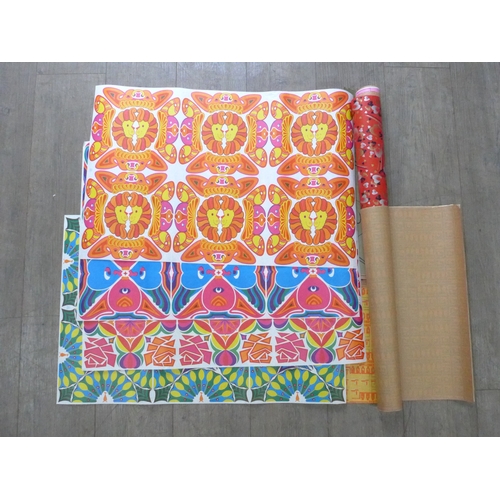 7607 - A collection of rare vintage 1960’s retro original op-art / psychedelic wrapping paper