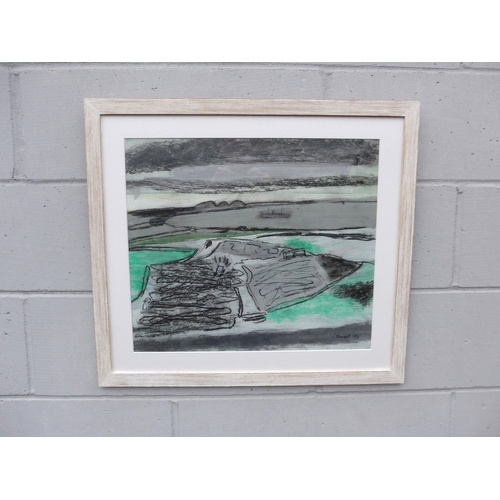 7616 - STEWART LEES (XX/XXI) A framed stylised contemporary landscape drawing, signed lower right. Image si... 