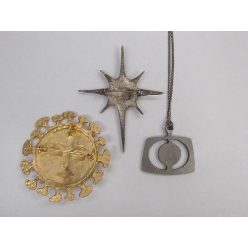 7354 - A collection of three vintage pieces of Scandinavian jewellery including Louis Stern, Tenn etc  