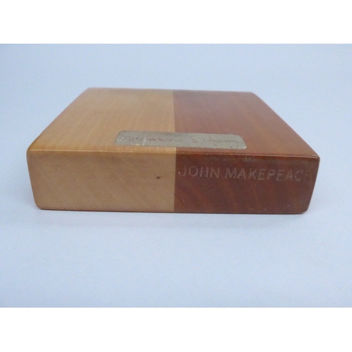 7350 - A John Makepeace sycamore and cherry wood small desk mirror, signed to base. Measures 11cm x 9.7cm x... 