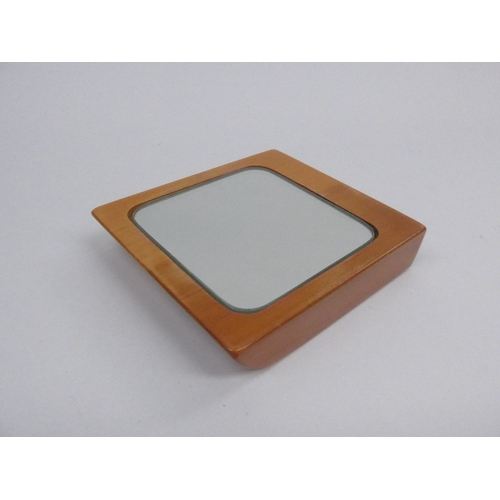 7350 - A John Makepeace sycamore and cherry wood small desk mirror, signed to base. Measures 11cm x 9.7cm x... 