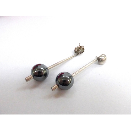 7347 - Two pairs of Penderleiths silver and hematite drop/chandeleir earrings