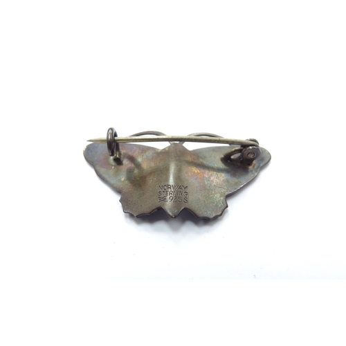 9397 - An Aksel Holmsen Norway sterling silver blue enamel butterfly brooch