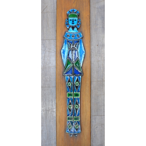 7229 - KONRAD GALAAEN (1923-2004) Porsgrund Norway, A ceramic figural wall tile with blue glazes. mounted o... 