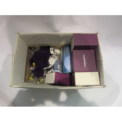 4436 - A box of miscellanious costume Bijouterie to include earrings, keyring,scarf ring etc