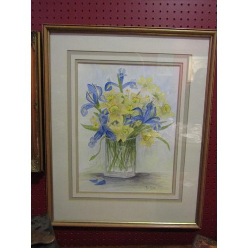 4057 - Three floral oil still-life paintings and one floral watercolour.  Smallest 24cm x 19.5cm image size... 