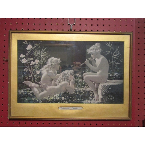 4094 - A circa late 19th/early 20th Century silk print of three nymphs, named 