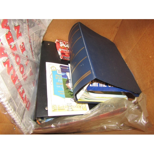 4098 - A box of football and sports related items to include programmes, calendar, cards, etc