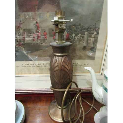 4126 - A ceramic bronze effect lamp base, 33cm tall