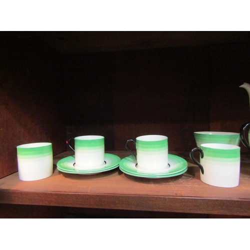 4135 - A Wedgewood green banded tea set with Tuscan china 'Plant' tea wares