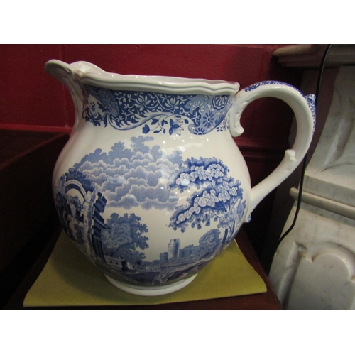 4160 - A Spode Italian pattern blue and white oversized water jug, 29cm high approx.