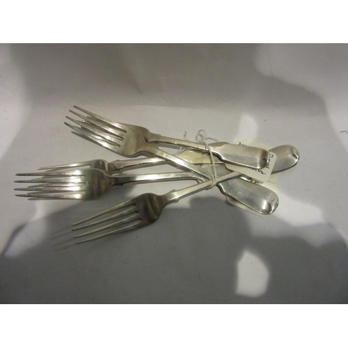 4406 - Five silver forks - A set of three Victorian silver 