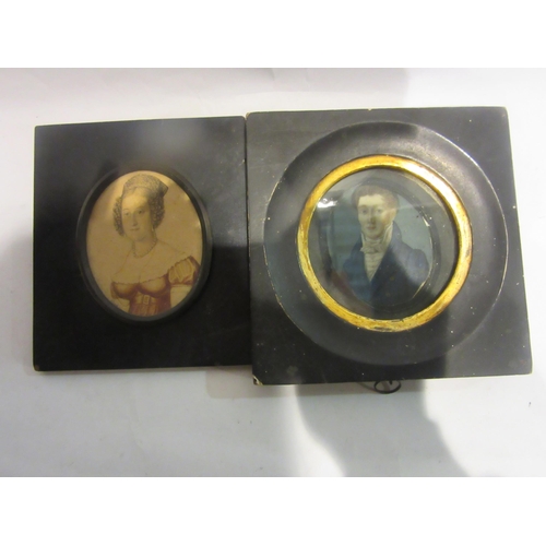 4410 - Two Regency portrait miniatures of a lady and a gentleman, a/f