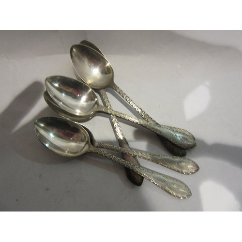 4419 - A set of six silver coffee bean spoons, bright cut, Birmingham