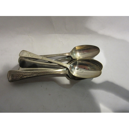 4421 - Five silver coffee spoons monogramed and five silver teaspoons both sets assayed in Sheffield