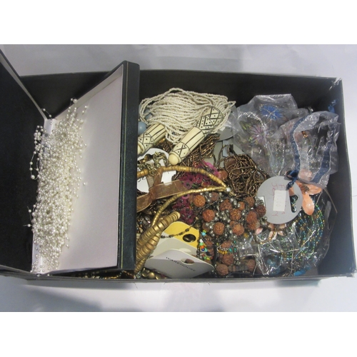 4457 - A box of miscellaneous costume necklaces to include nut, glass, diamante etc