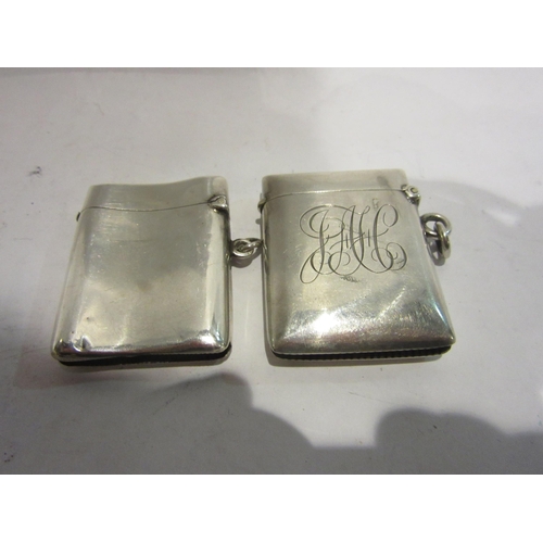 4497 - Two silver vesta cases, one monogrammed.  4.7cm tall, 49g