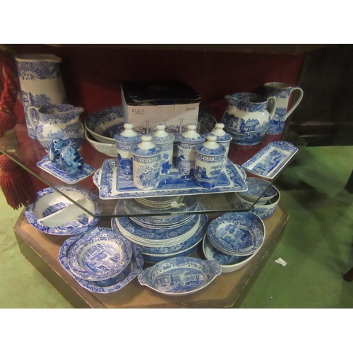 4004 - A collection of Spode 'Italian' pattern blue and white wares including dinner plates, tureens, food ... 