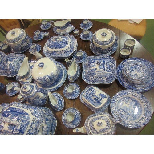 4004 - A collection of Spode 'Italian' pattern blue and white wares including dinner plates, tureens, food ... 