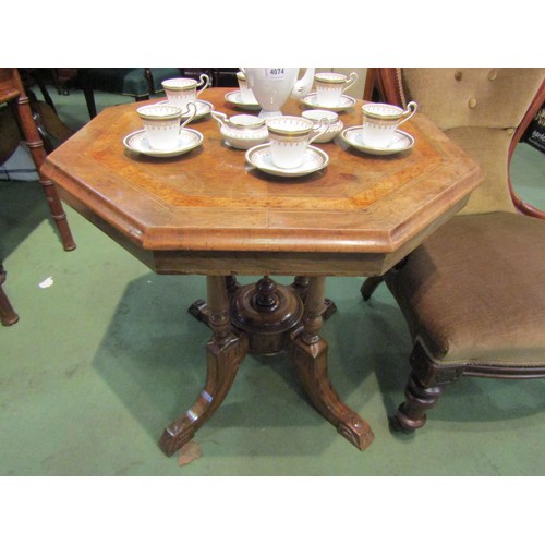 4075 - A Victorian octagonal top occasional table, satinwood stringing, turned supports, out-swept feet, 72... 