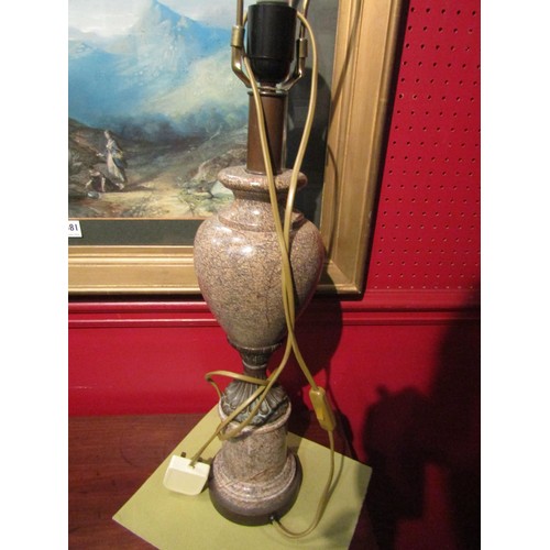 4089 - A classical style marble table lamp base of urn form, 53cm tall (without bulb)