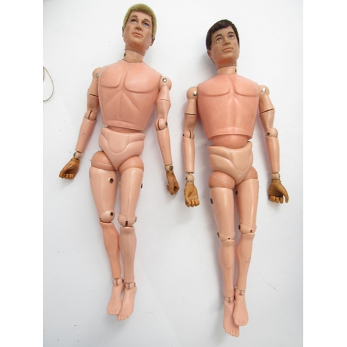 9214 - Two vintage Palitoy Action Man figures with flock hair, together with a small quantity of clothing a... 