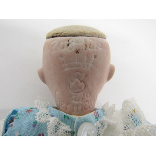 9259 - An early 20th Century Strobel & Wilken 'Googly' doll with blonde ringletted wig, fixed blue glass si... 