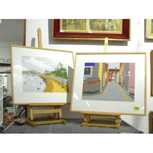 7604 - WELLS (XX/XXI) Two framed and glazed acrylics on paper, street scenes. Signed and dated '95 to both.... 