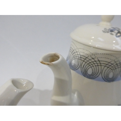 7041 - Eric Ravilious for Wedgwood - A collection of 'Persephone' pattern teawares/hot water pot etc in blu... 