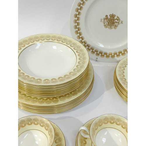 7037 - Eric Ravilious for Wedgwood - A collection of 'Golden Persephone' cream border dinner wares for Quee... 