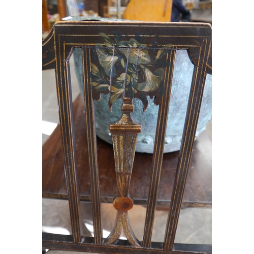 2001 - A Regency painted elbow chair with needlepoint upholstery