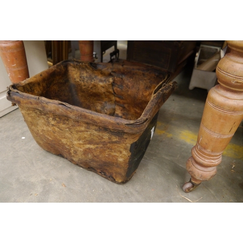 2055 - A 19th Century rustic leather log basket