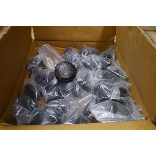 2065 - A box of hammered iron door knobs, approximately 25